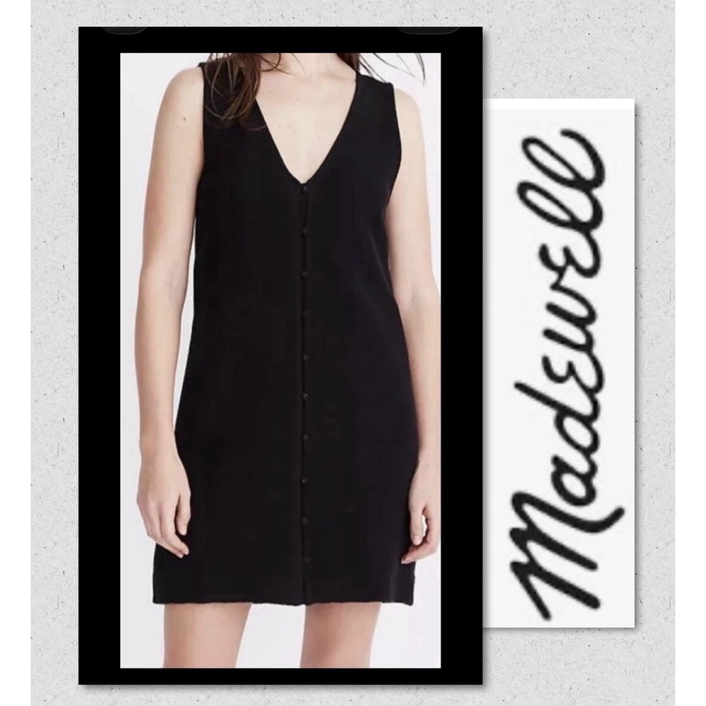 Madewell Texture & Thread Women's SMALL- Black- Button Front - Tank Dress Cotton